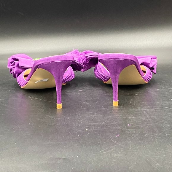 FSJ purple peep toe kitten low heels slip on mules sandals pumps shoes - Picture 6 of 8